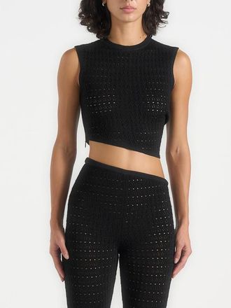 Mani&egrave;re De Voir Eugenie Pointelle Asymmetric Top in Black at Nordstrom, Size X-Small