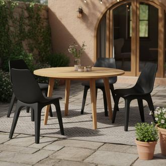 Dmora Silla De Exterior Montivilla, 4 Sillas, Soporta 120 Kg, Hecho En Italia, Tono Antracita, Negro Antracita