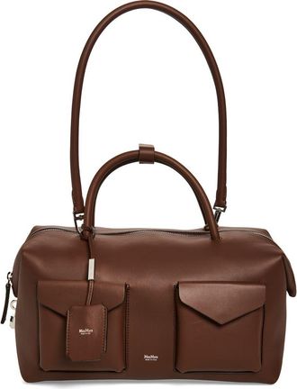Max Mara Bowler Leather Satchel in Brown at Nordstrom