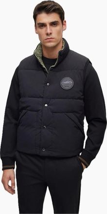 HUGO BOSS Mens Solid Patterned Regular Fit Gilet - Black - Size: 38 48