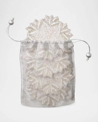 Kim Seybert Winter Lace Beaded Coasters, Set of 4