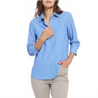 Lyss&eacute; Cropped Schiffer 3/4 Sleeve Top In Fresh & Chic Stripe