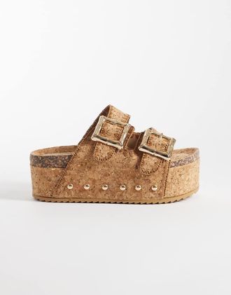 Azalea Wang Azalea Wang - Jainna - Sandali con plateau color sughero-Neutro