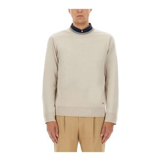 Paul Smith Trui met ronde hals en logodetail - Heren - Truien - Wit - Maat: M Wol