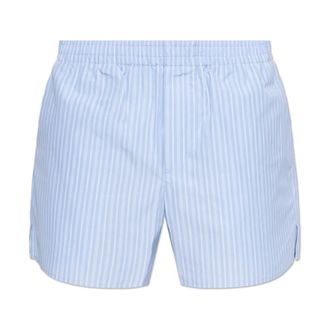 Ami Short Shorts, male, Blue, Size: 2XL Striped Cotton Poplin Shorts