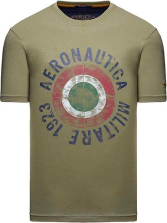 Aeronautica T Shirt Con Coccarda Tricolore Ts 2538Uj 00727 - Heren - T-shirts - Groen - XL - Katoen - Tops
