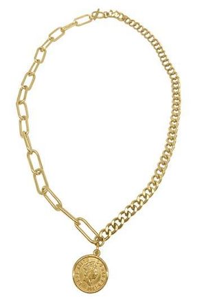 Adornia Water Resistant Mixed Chain Coin Necklace in Yellow at Nordstrom Rack