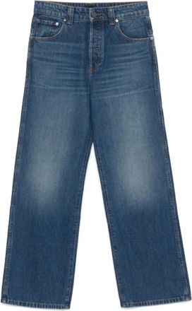 Khaite Donkerblauwe Jeans met knoopsluiting - Dames - Regular Fit Jeans - Blauw - W30 - Katoen - Jeans