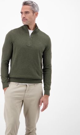 Lerros Troyer LERROS Flachstrickpullover mit Troyerkragen, Herren, Gr. 3XL, nordic olive melange, 100% Baumwolle, ohne Ausschnitt, Pullover Troyer