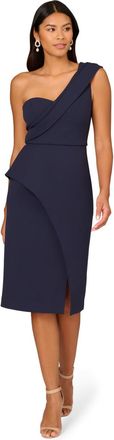 Adrianna Papell Womens Bonded Crepe Midi Dress - Navy - Size 14 UK