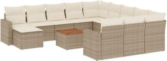 vidaXL Set Sof&aacute;s De Jard&iacute;n Con Cojines 13 Pzas Rat&aacute;n Sint&eacute;tico Beige Vidaxl