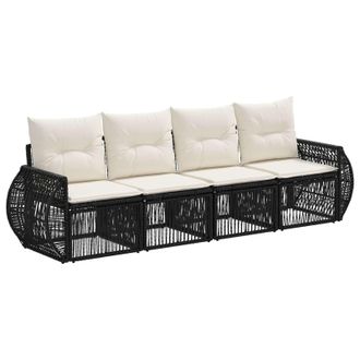 vidaXL Conjunto De Sof&aacute;s De Jard&iacute;n 4 Pcs Negro Y Blanco Crema Vidaxl