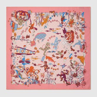 Gucci Printed Silk Carr&eacute;, Pink