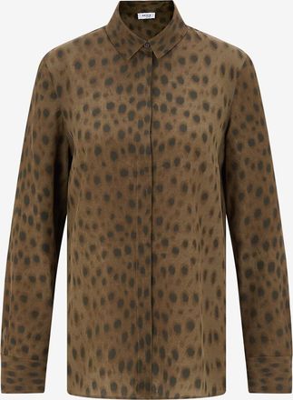 Akris Hemd aus Seidenkrepp mit Tiermuster Leo