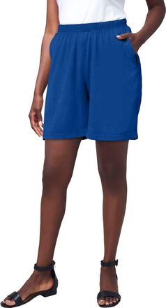 Jessica London Soft Ease Knit Shorts in Dark Sapphire at Nordstrom, Size Medium