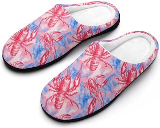Generic Lobster Tie Dye Background Cotton Slippers for Women Indoor Outdoor Slipper Slip-On Memory Foam Home Shoes