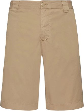 Woolrich Casual Geometrische Mini-shorts met Hoge Taille - Heren - Korte broeken - Beige - Maat: W33 Katoen
