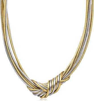 Ross-Simons Italian 2-Tone Flex Knot Necklace With 18kt Gold Over Sterling Clasp