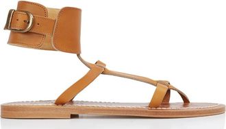 K.Jacques Ladies Brown Caravelle Flat Leather Sandals, Brand Size 35 (US Size 4.5)