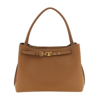 Tod's Leren schoudertas met kenmerkend gespdetail - Dames - Tassen - Bruin - Maat: ONE Size Leer