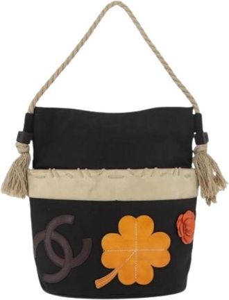 Chanel Pre-owned Bucket Bags, female, Black, Size: ONE SIZE Pre-owned Camellia shoulderbag