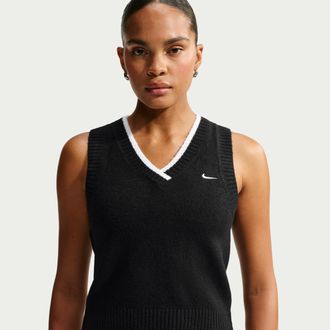 Nike Womens Nike Sportswear Chill Knit Loose Sweater Vest in Black | IM5522-010