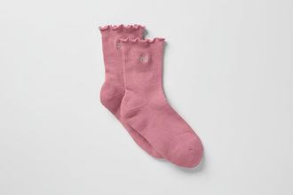 Alo | Womens Lettuce Edge Socks in Pink Wild Rose, Size: Medium/Large