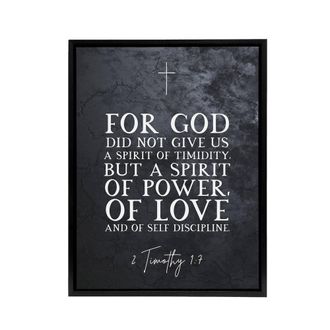 Artery8 Timothy 1 7 Spirit Of Power Love Bible Quote Framed Canvas Wall Art Print in Grey | Size: W24 x H32
