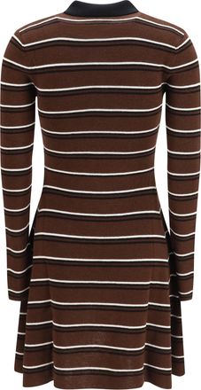 Ganni Womens Striped Wool Polo Dress Multicolour Ovis Aries