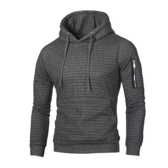 Generic Men Pullover Hoodies | Plaid Jacquard Hooded Sweatshirt | Drawstring Long Sleeve Hoody Top with Zipper Pocket | Casual Work Hoodies Soft Comfortable A
