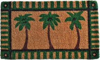 Imports Decor Tropical Palm Tree Coir Doormat, Handwoven Coconut Fiber Door Mat for Indoor Outdoor Entrance