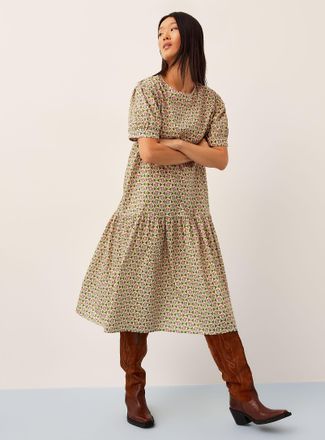 Icone Womens Tiered floral-print poplin midi dress