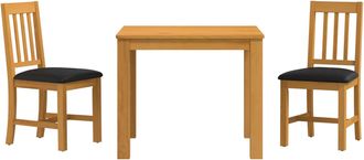 vidaXL Conjunto De Comedor 3 Uds. Negro Madera De Roble S&oacute;lido Vidaxl