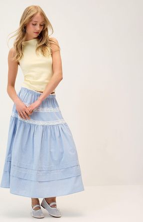 Twik Womens Lace-trim maxi skirt
