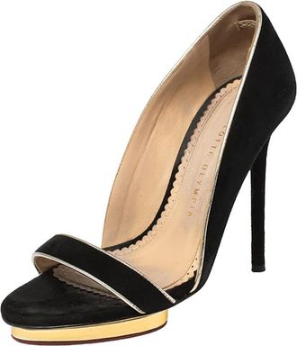 Charlotte Olympia Black Suede Christine Open Toe Sandals