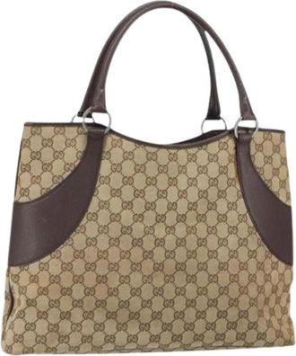 Gucci Pre-owned Handbags, female, Beige, Size: ONE SIZE Pre-owned Vintage Canvas Handbag