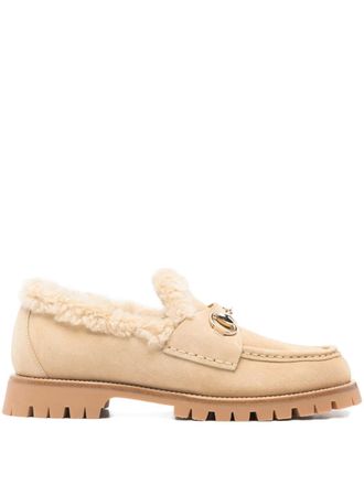 Gucci horsebit shearling loafers - Neutrals