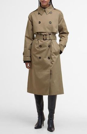 Barbour Aoife Belted Water Resistant Trench Coat in Military Brown/Hessian Tartan at Nordstrom Rack, Size 14 Us / 18 Uk