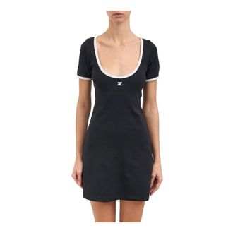 Courr&egrave;ges Dames, Jurken, Zwart, Maat: M Katoen