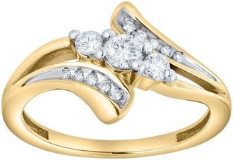 LuvMyJewelry Solynne 0.30 Ct 10K Gold Bypass Diamond Ring in 10K Yellow Gold at Nordstrom, Size 7