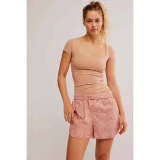 Free People Clean Lines Baby T-Shirt Womens M/L Tuscany Square Neck Boho DDR2429