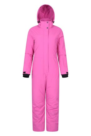 Mountain Warehouse Cloud Womens Ski Suit Insulated Waterproof Adjustable Hood Zip Up Snowsuit Pink