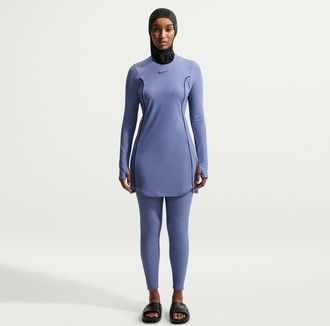 Nike Womens Swim Victory Swim Slim Legging in Blue | NESSE201-097