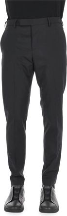 Pantaloni Torino Zwarte wollen broek stretch fit - Heren - Slim Fit Broeken - Zwart - L - Wol - Broeken