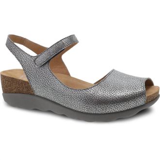 Dansko Womens Marcy Wedge Sandal In Pewter Metallic