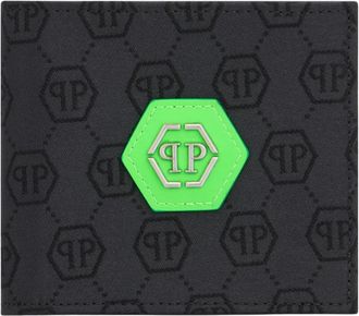 Philipp Plein French Wallet Jacquard Monogram - Heren - Portefeuilles - Zwart - ONE Size - Leer - Accessoires