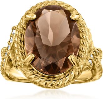 Ross-Simons Smoky Quartz Ring With. White Topaz in 18kt Gold Over Sterling