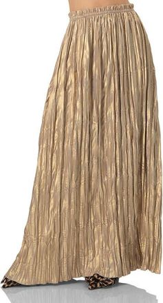 Ivonne Pleated Maxi Skirt in Gold at Nordstrom, Size Large