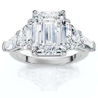 Pompeii3 Certified 4 1/2Ct Tessa Emerald Engagement Ring 14k Gold Lab Grown