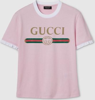 Gucci Cotton Jersey T-shirt With Print, Pink, Ready-to-wear
